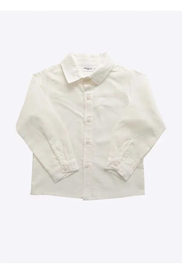 Детская рубашка для мальчиков органическая Yuri Shirt Kitikate, Ecru