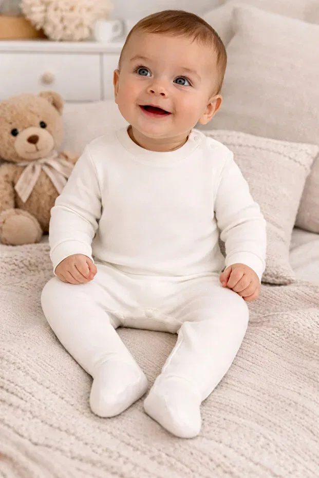 Детское боди-комбинезон хлопковый Basics Jijek Baby Kids, Ecru
