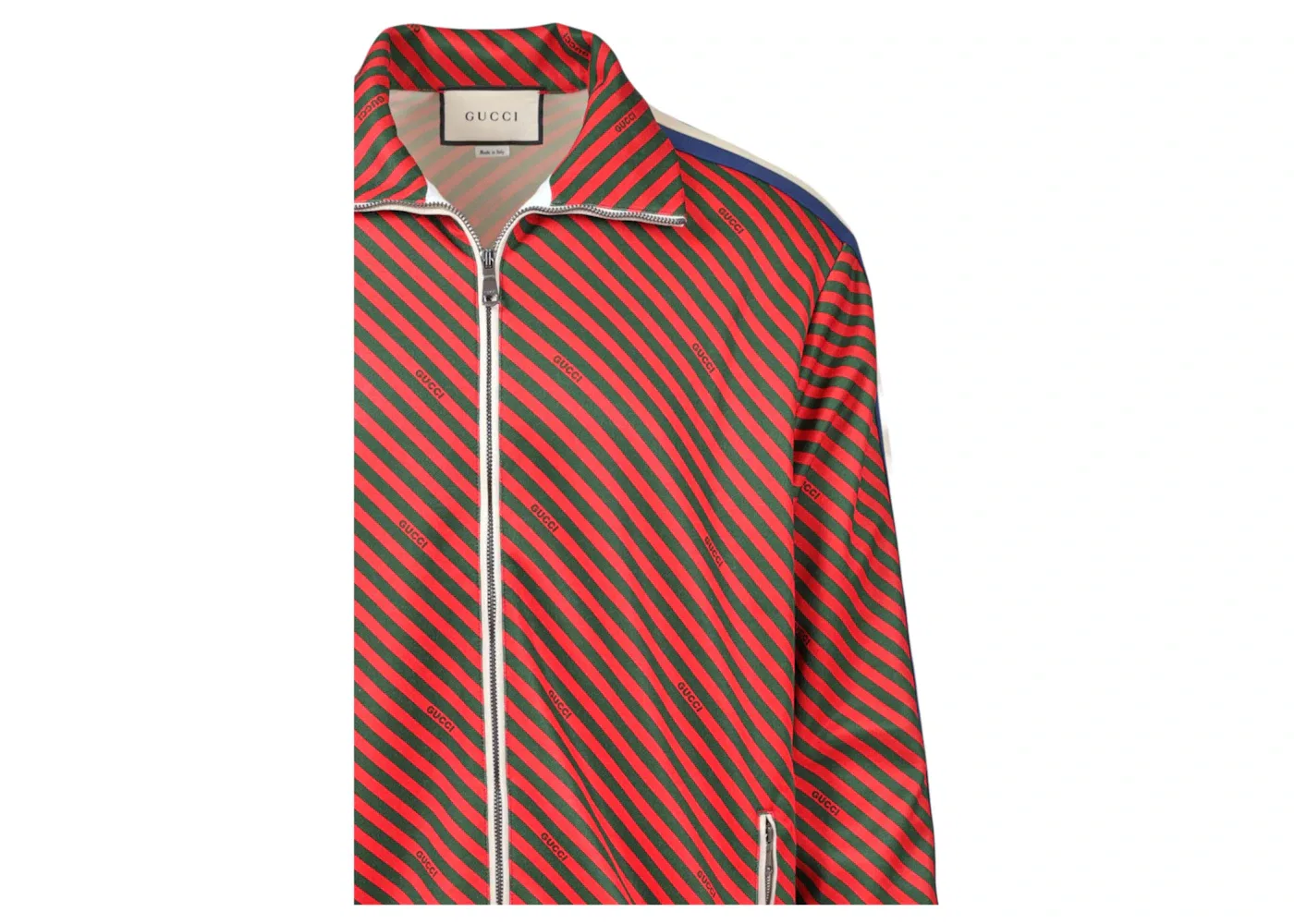 Мужская куртка из трикотажа с полосками Track Jacket Gucci, Red/Green — фото 3