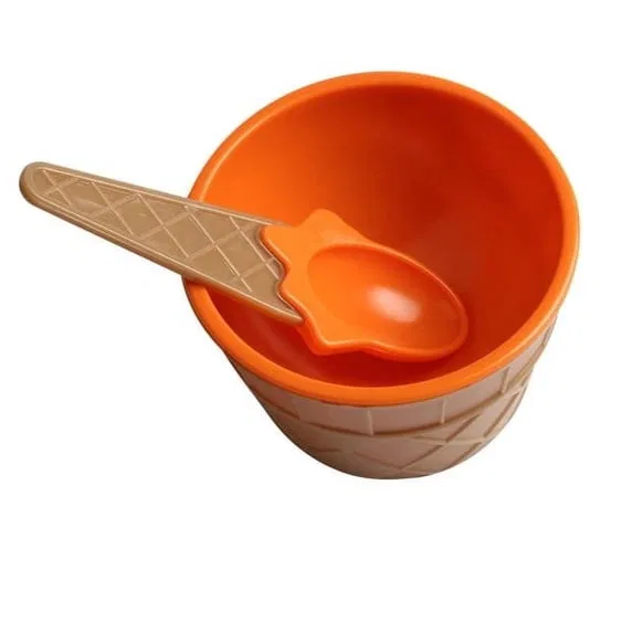 Детская миска для мороженого с ложкой, Huayishang, Orange — фото 3
