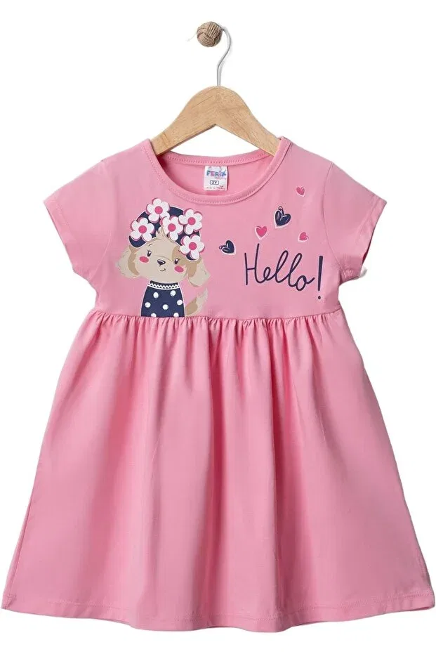 Детское платье для девочек с принтом Summer girl's pink dress Ercahome Tekstil, Pink — фото 2