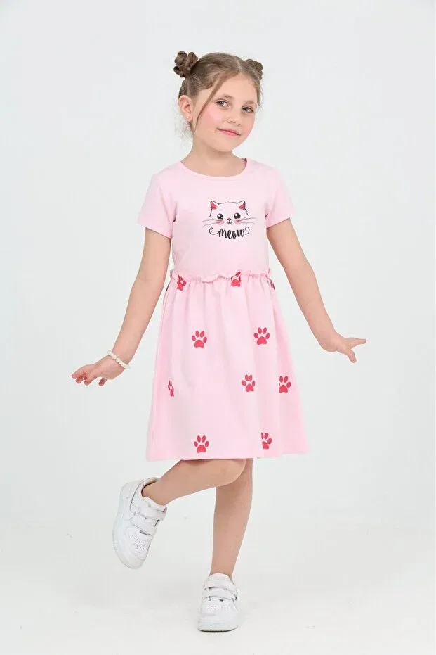 Детское платье для девочек с принтом Toontoy, Light Pink — фото 3