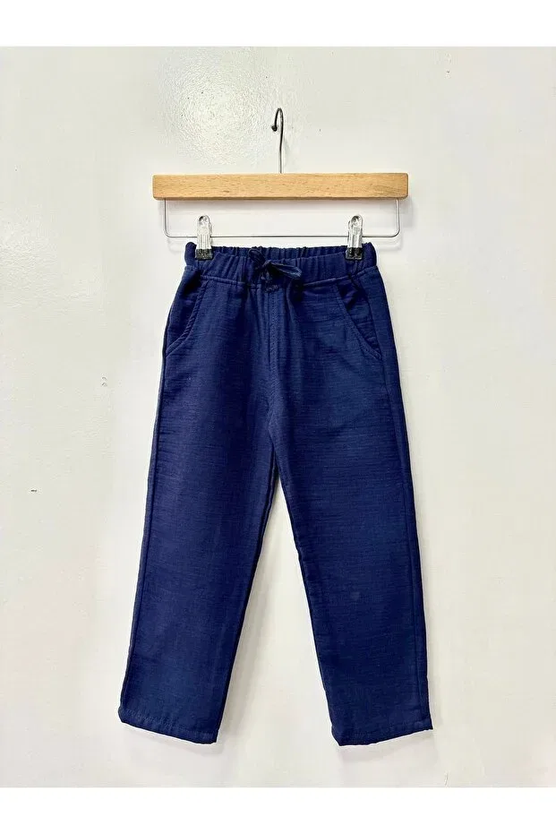 Детские брюки для девочек льняные Rois, Navy Blue