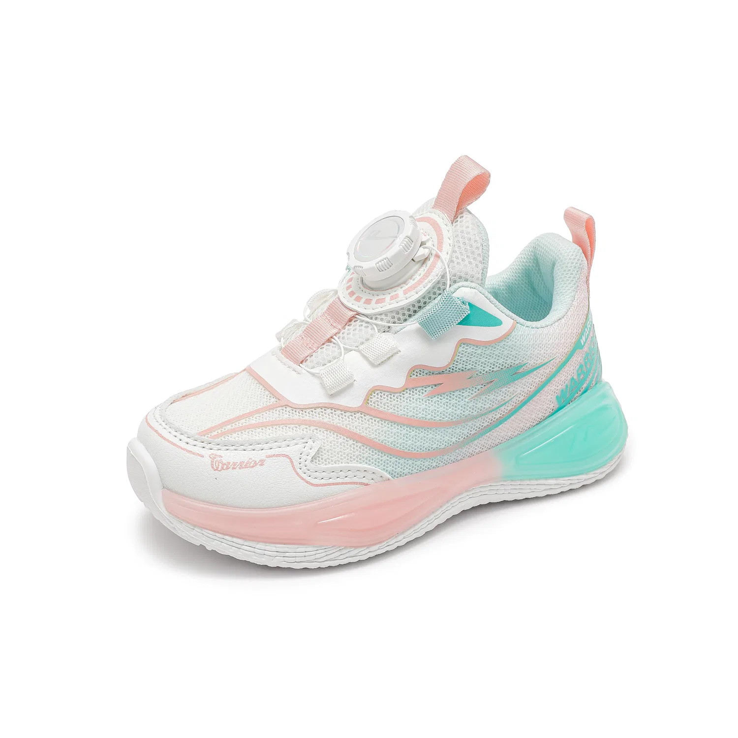 Детские кроссовки для девочек из сетки Pink/Green/White WARRIOR