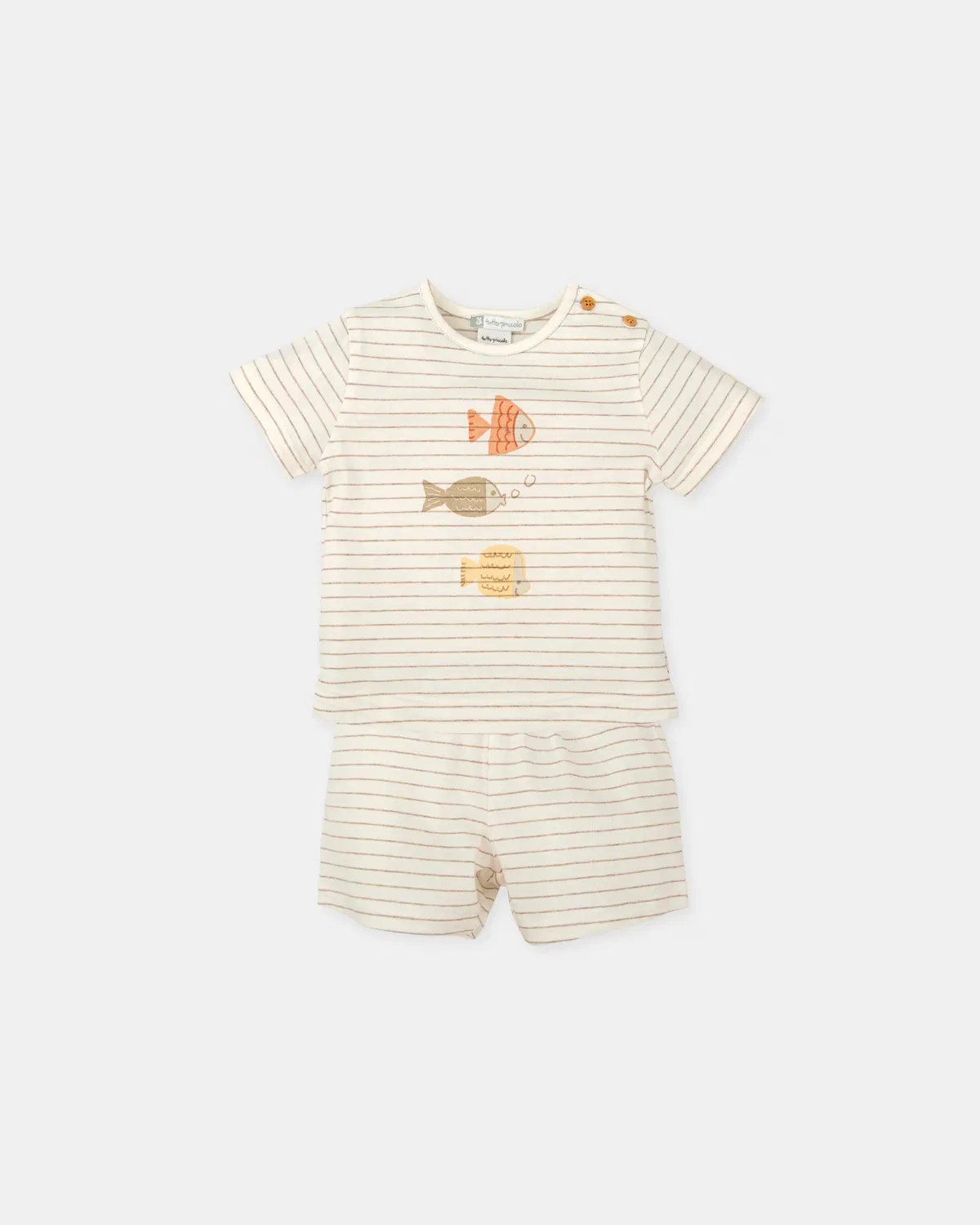 Детский комплект для мальчиков с принтом рыб Tutto Piccolo, Beige