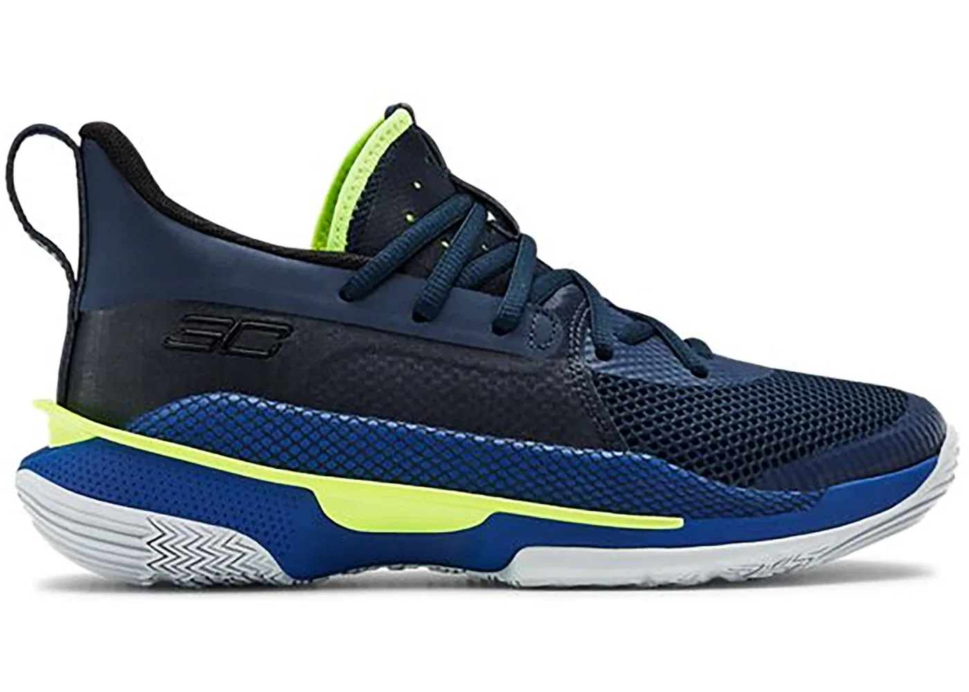 Детские кроссовки для баскетбола Under Armour Curry 7, Royal/Academy-Hi Vis Yellow