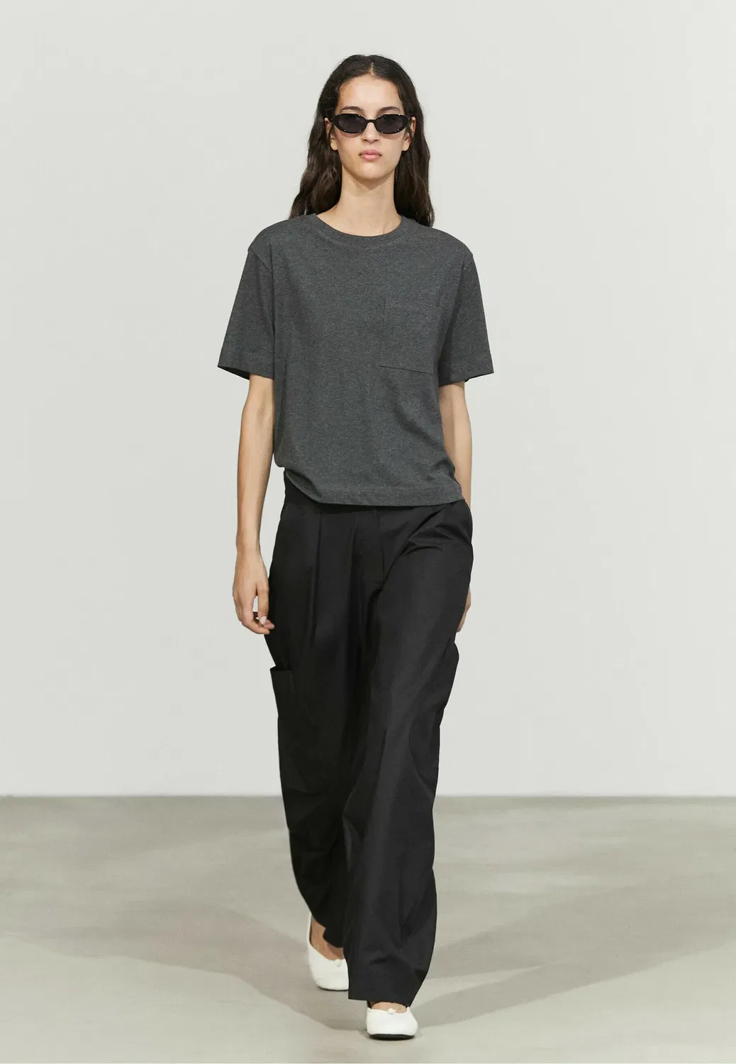 Простая футболка Massimo Dutti, Mottled Grey — фото 2