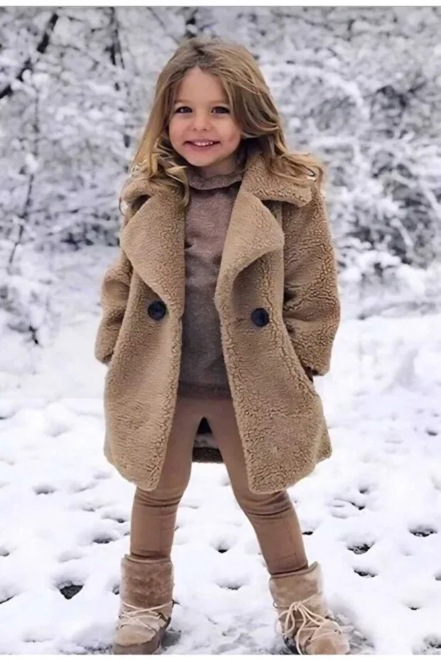 Детское пальто для девочек плюшевое Süslüm Kids, Brown