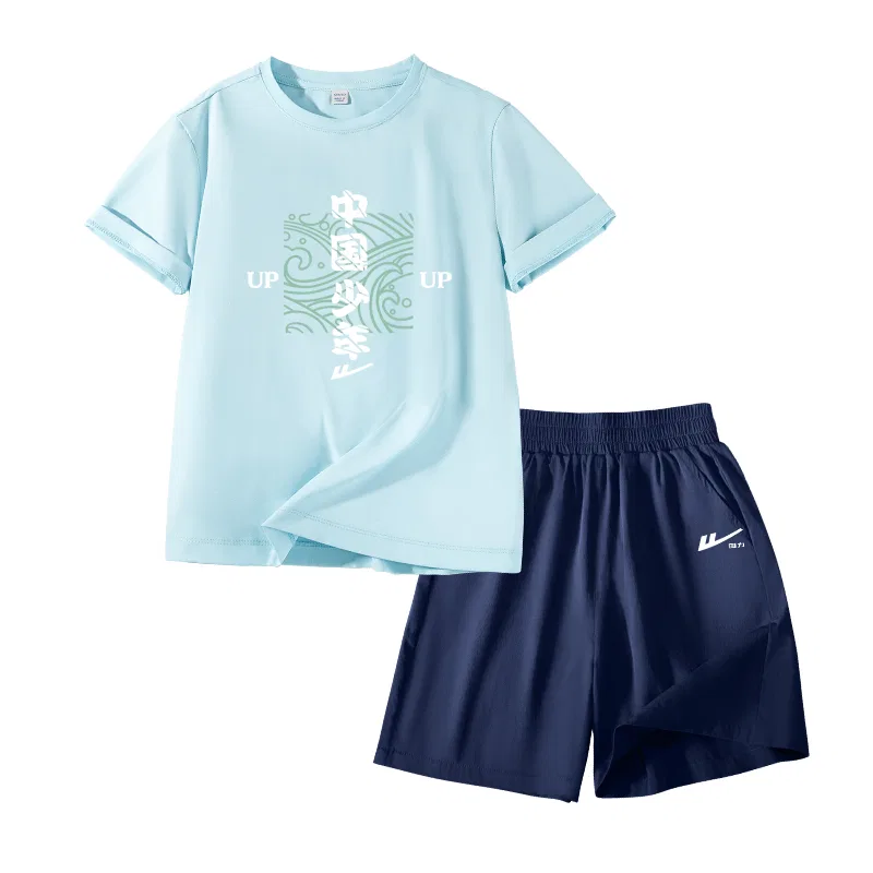 Детский спортивный комплект с принтом Light Blue/H Wave China Youth-Navy Blue/H Silicone Huili White K WARRIOR