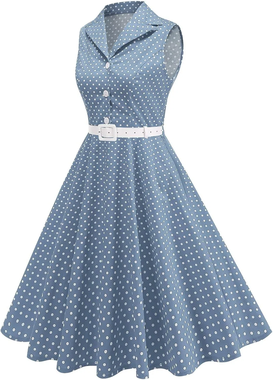 Женское повседневное платье с горошком Polka Dot, Light Blue — фото 2