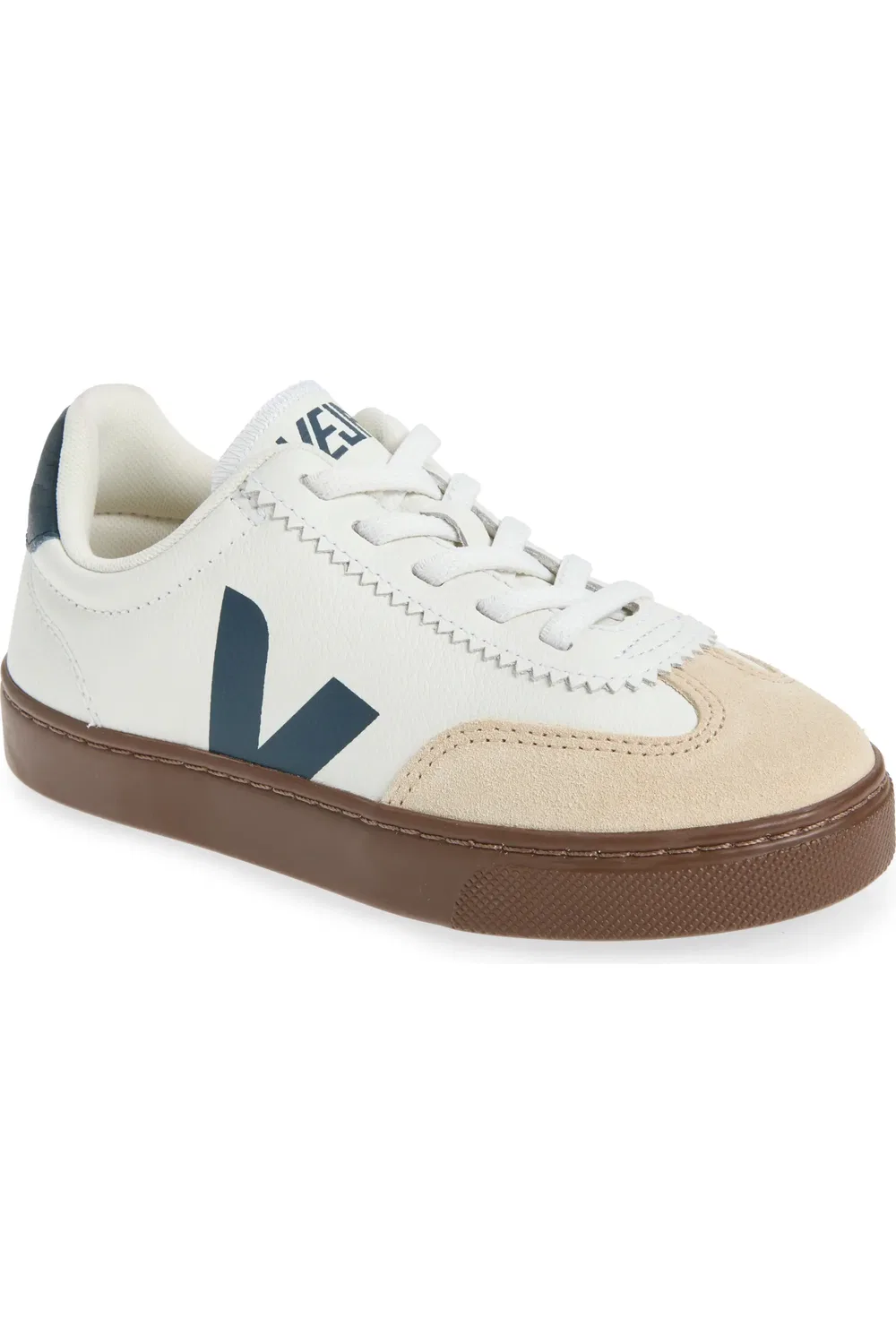 Кроссовки детские на шнуровке Small Volley O.T. Veja, White Nautico Bark