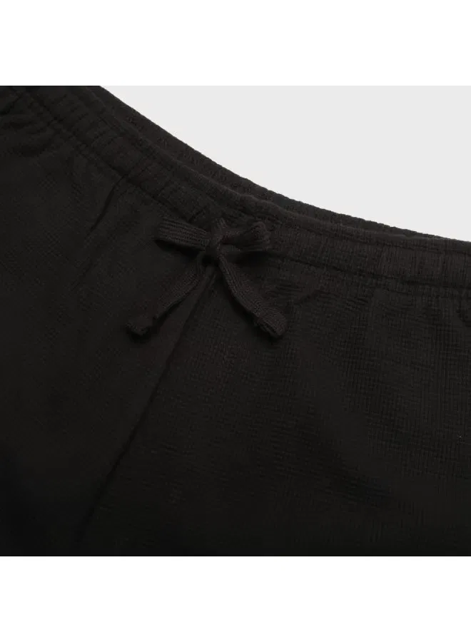 Шорты бермуды хлопковые с вафельной вязкой Zara, черный — фото 4