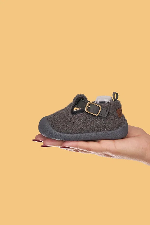 Детские балетки для девочек из плюша Mumenim, Gray — фото 3