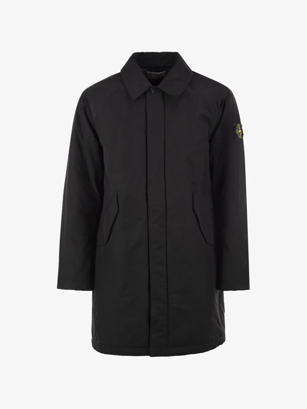 Пуховик из микрорепса Stone Island, черный