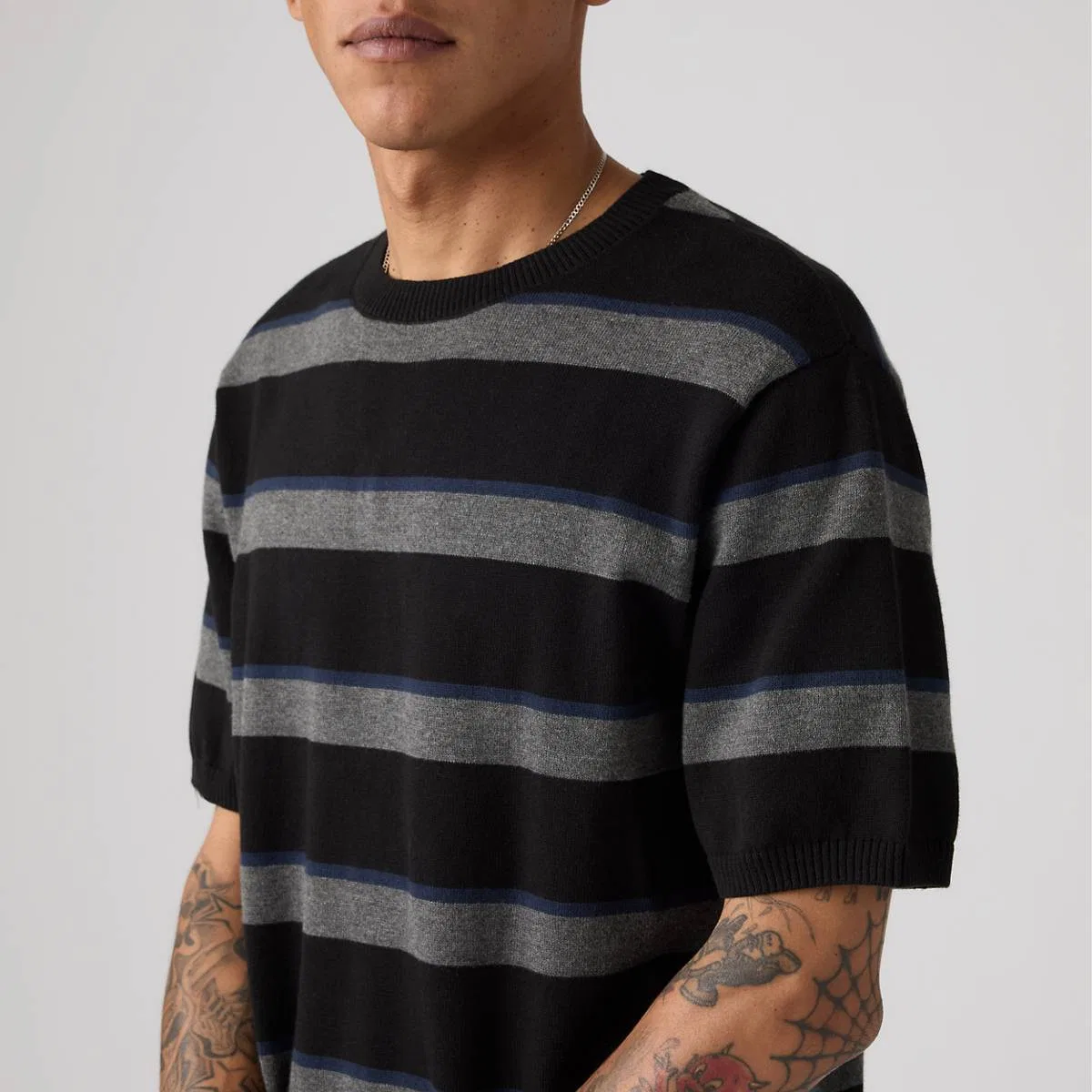 Свитер с коротким рукавом Levi's, Terrace Stripe Charcoal Heather - Grey — фото 2