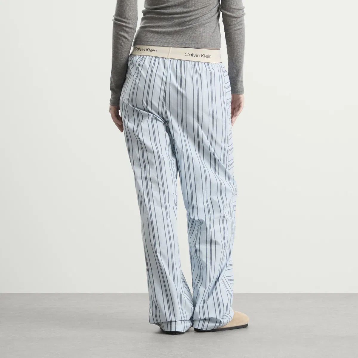 Пижамные брюки Calvin Klein Cotton Poplin Sleep Pant, Majorca Stripe Breezy Blue — фото 3