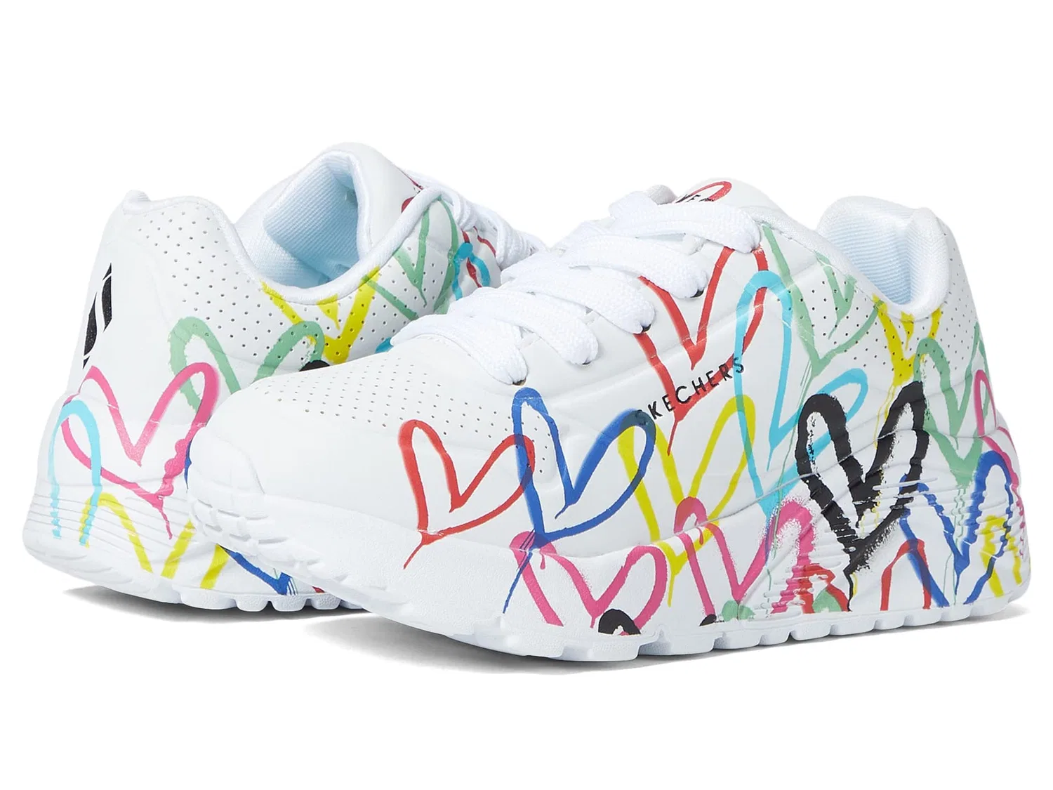 Детские кроссовки для девочек с платформой Skechers Uno Lite, White Synthetic Multi Trim — фото 2