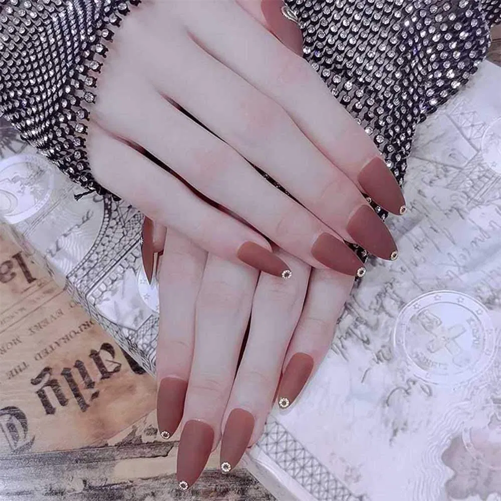 Накладные ногти длинные «Гроб» с блестками, 24 шт. Xushiwanju
