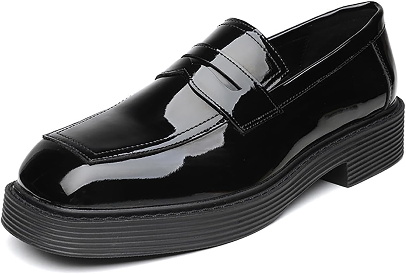 

Мужские лакированные лоферы на платформе с низким массивным каблуком Siyake, черный