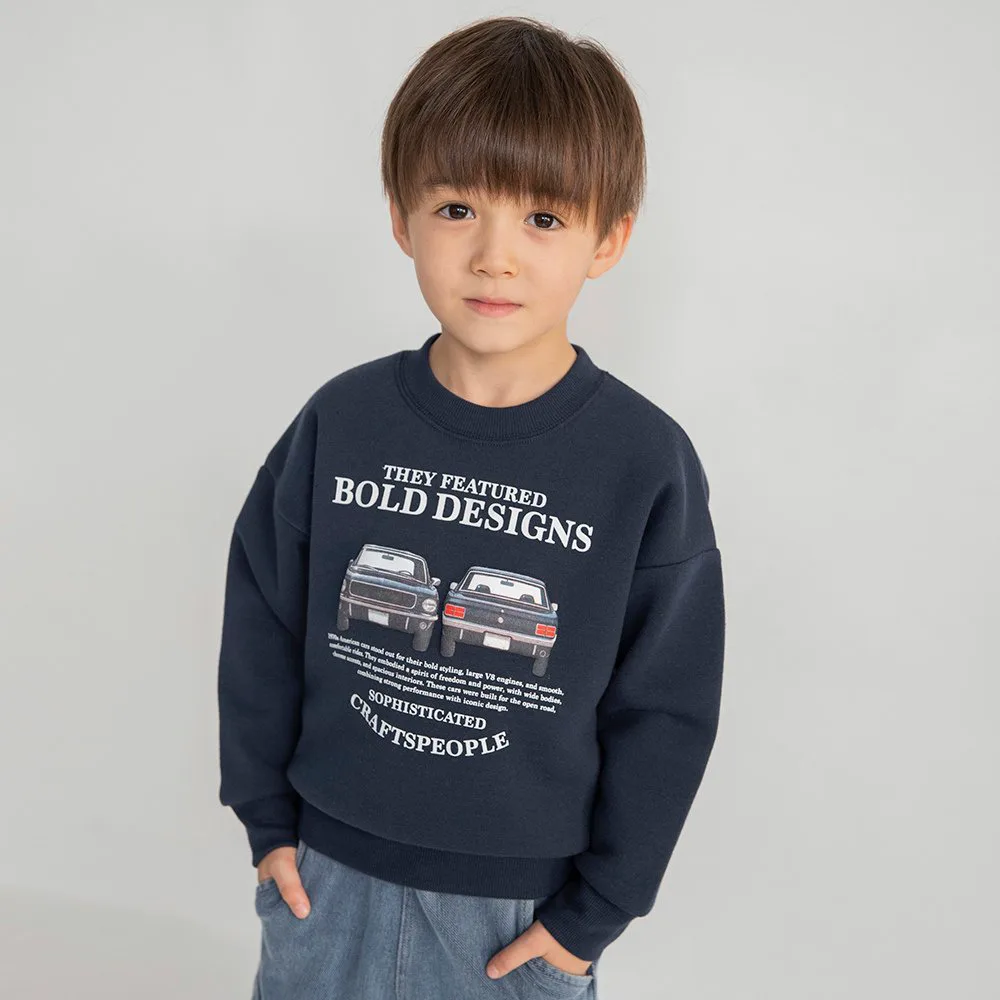 Винтажная толстовка на флисовой подкладке с изображением автомобиля Branshes, цвет Navy Blue