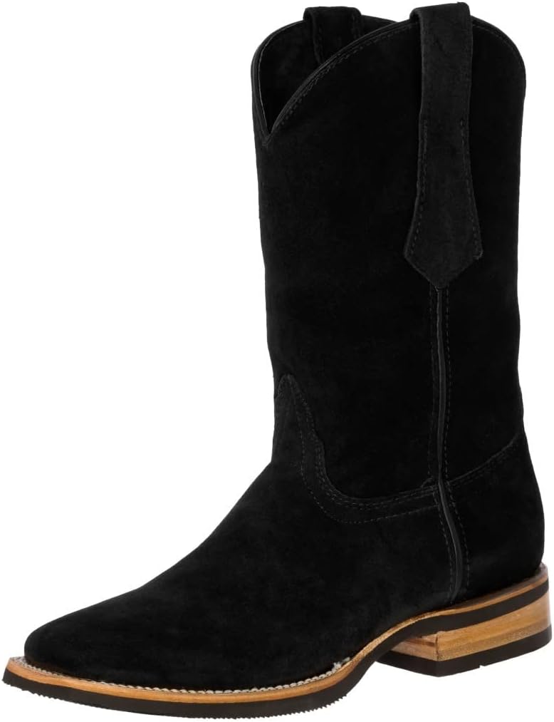 

Мужские черные ковбойские сапоги Texas Legacy из нубука для родео, квадратный носок