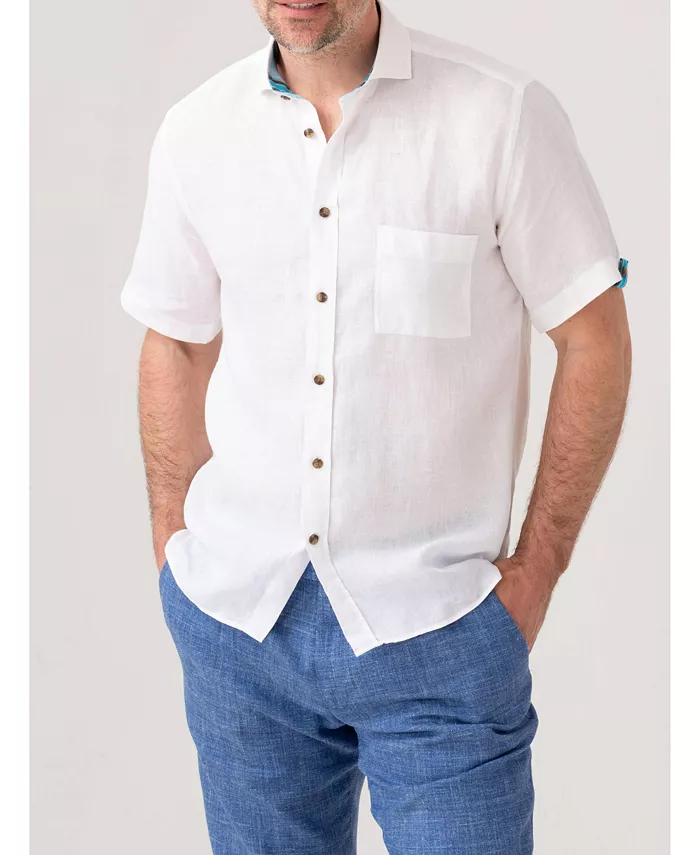 

Мужская рубашка из льна с коротким рукавом Regular Fit Koy Clothing, синий