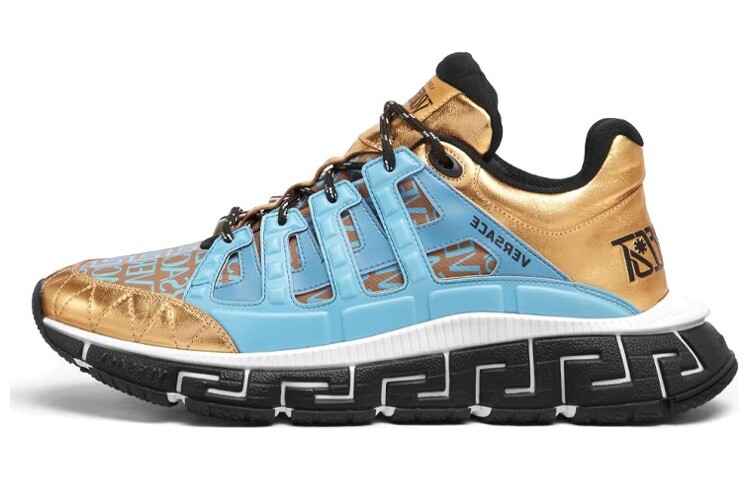 VERSACE Trigreca Lifestyle Shoes Men Low-top Blue-gold