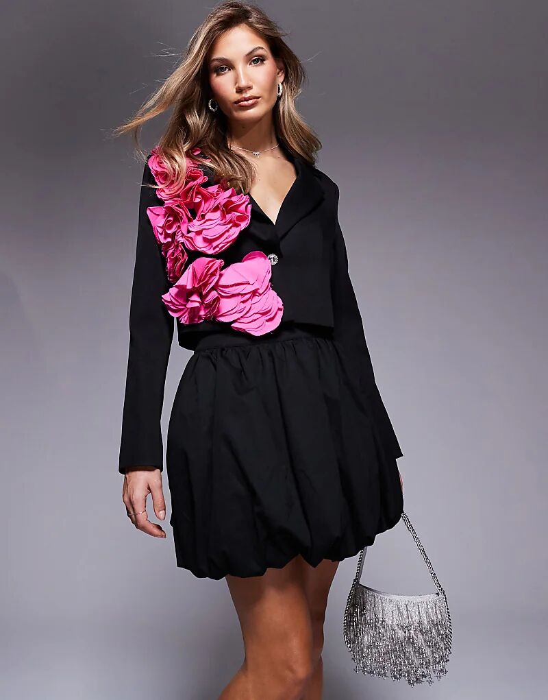 

Мини-юбка из хлопкового поплина черного цвета ASOS LUXE