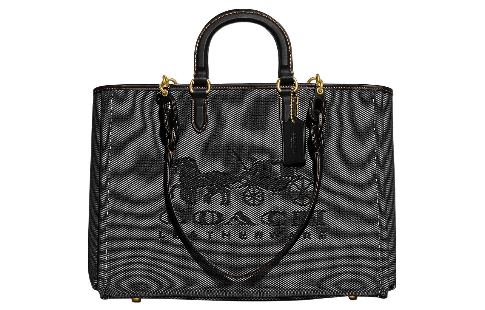 

COACH Тканевая сумка-шопер через плечо большая женская черная