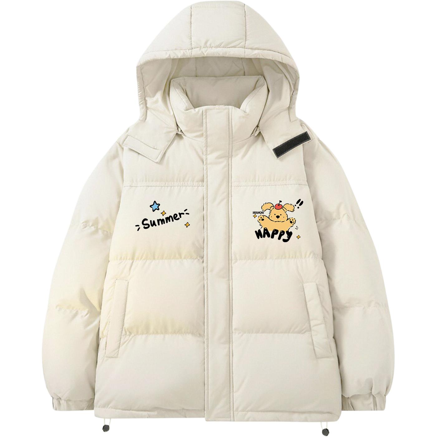 

Пуховик Unisex с капюшоном утепленный HUANQIU, бежевый оранжевый