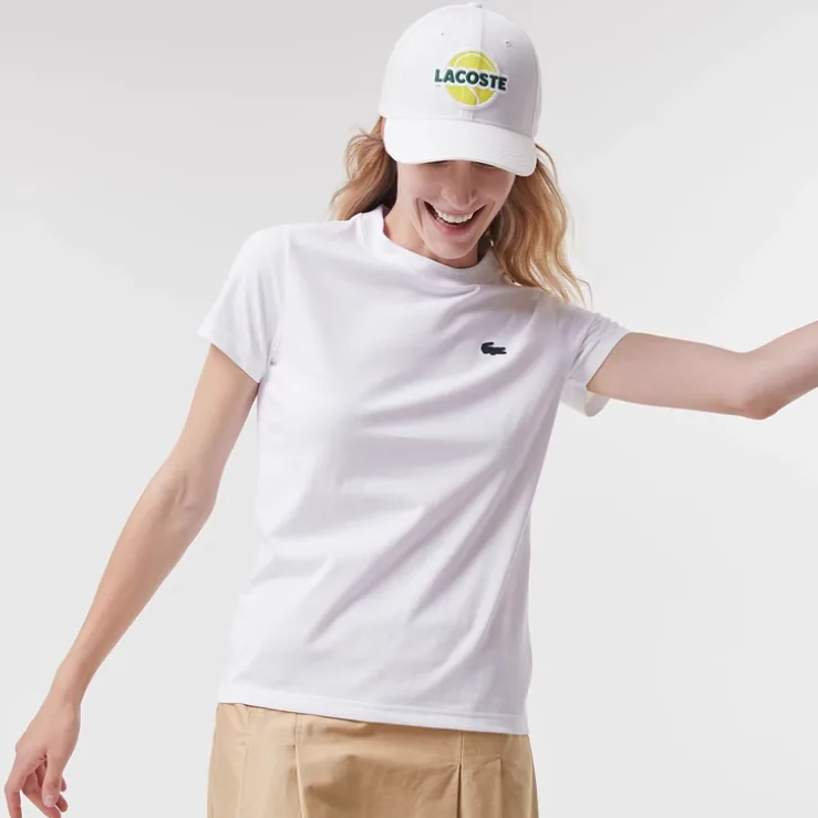 Футболка Lacoste, с вышитым логотипом, белая — фото 4