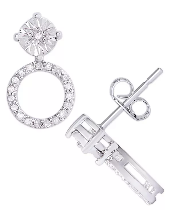 

Серьги-Гвоздики с круглыми каплями из стерлингового серебра с бриллиантами 1/5 карата Macy'S, silver