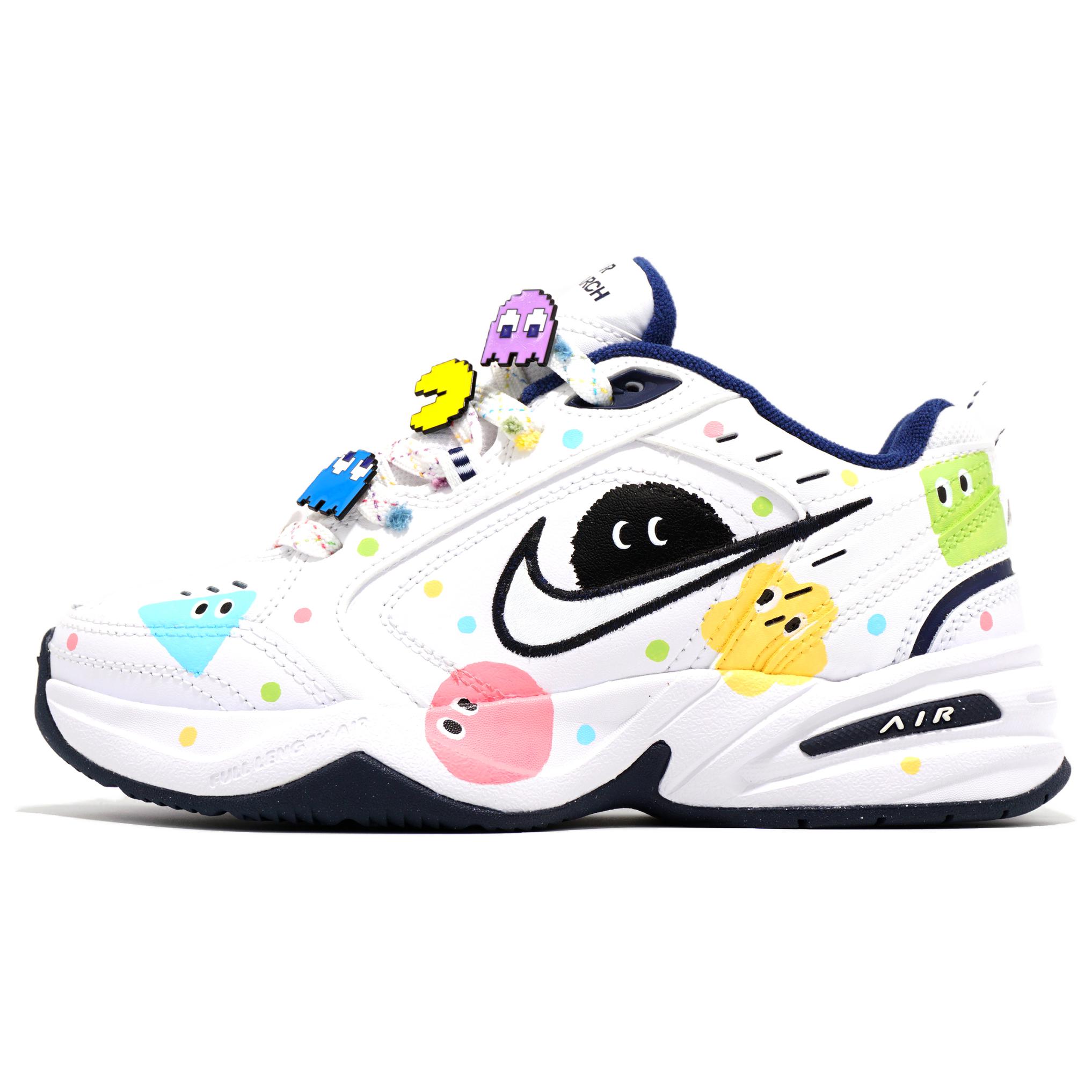 

Nike Эксцентричные блочные расцветки Air Monarch 4 нескользящие увеличивающие рост низкие массивные кроссовки унисекс черно-белые