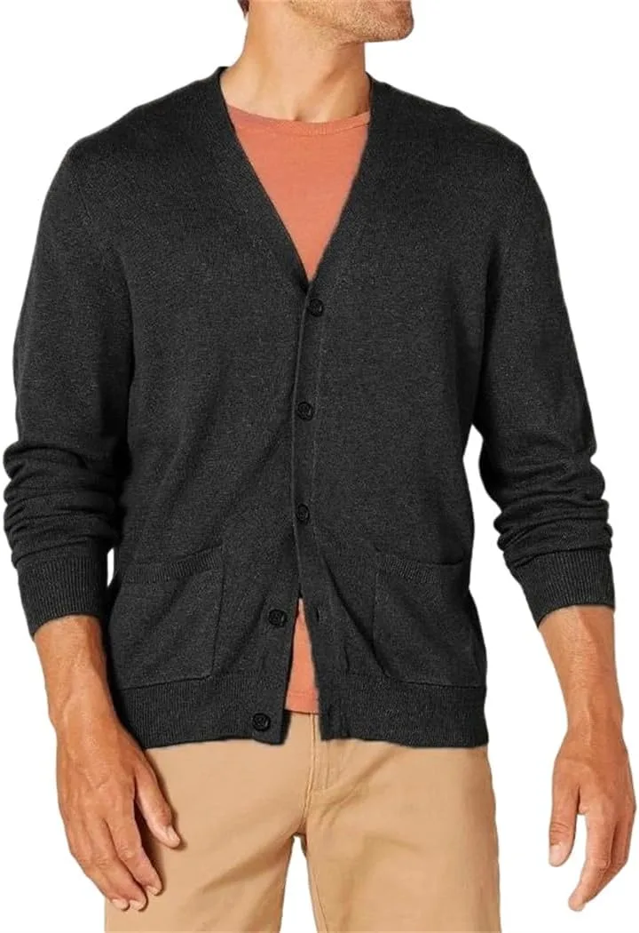 

Мужской кардиган V-образного выреза с длинными рукавами и карманами