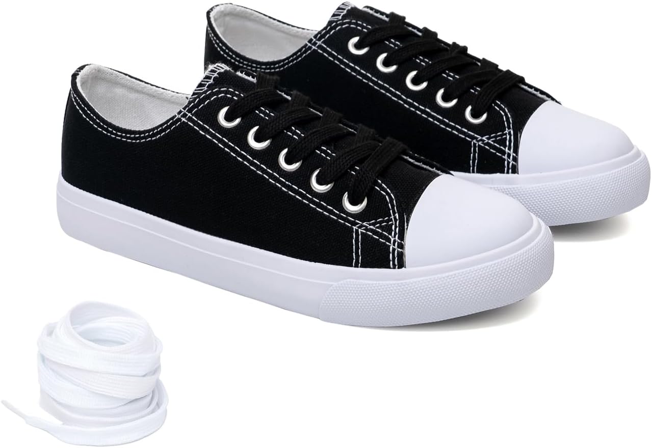 

Классические унисекс кеды Fashion Supply с низким верхом из ткани - повседневная обувь на шнуровке для мальчиков, девочек и малышей с резиновой подошвой, включают дополнительные белые шнурки The Fashion Supply