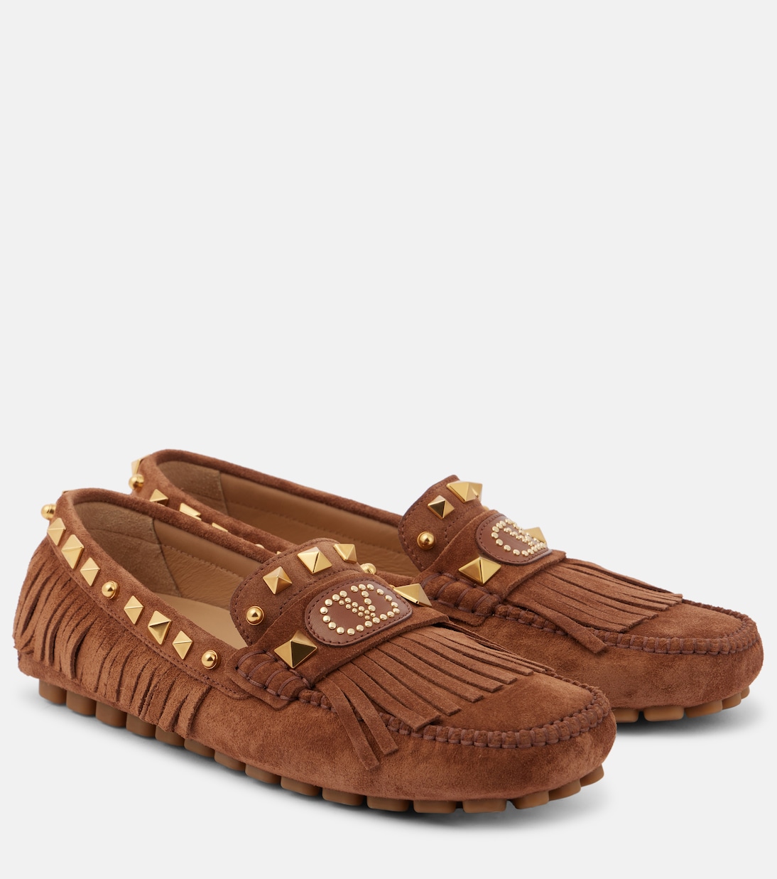 Замшевые туфли для вождения Plaster Caster VLogo Valentino Garavani, Copper Brown