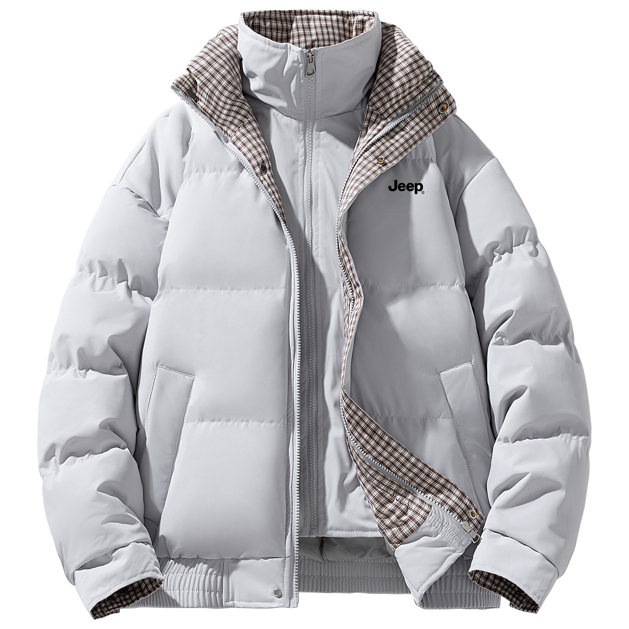 

Пуховик Unisex Stand Collar Moderate Jeep, warm серый[women's size small]