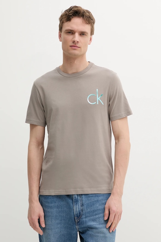 

Хлопковая футболка Calvin Klein, бежевый