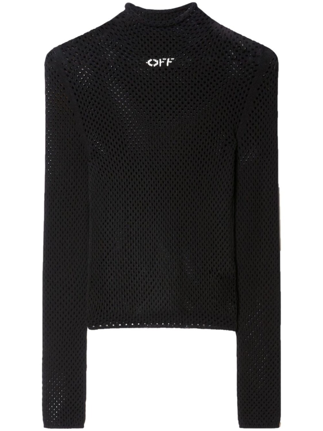 

Off-White топ рыхлой вязки с высоким воротником и логотипом, черный