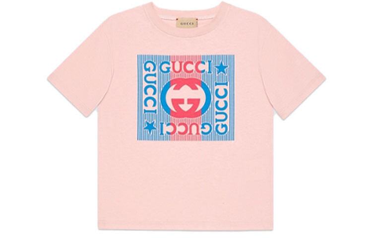 Футболка детская Gucci, розовый / синий / красный