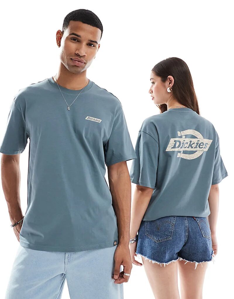 

Футболка Dickies Heritage с принтом логотипа на спине в виде мелков, средне-синего цвета — эксклюзивно для ASOS