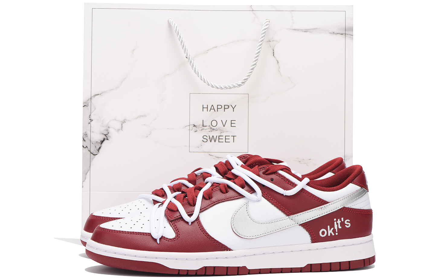 

Кроссовки Nike Dunk Skateboarding Shoes Men Low-top White, красный