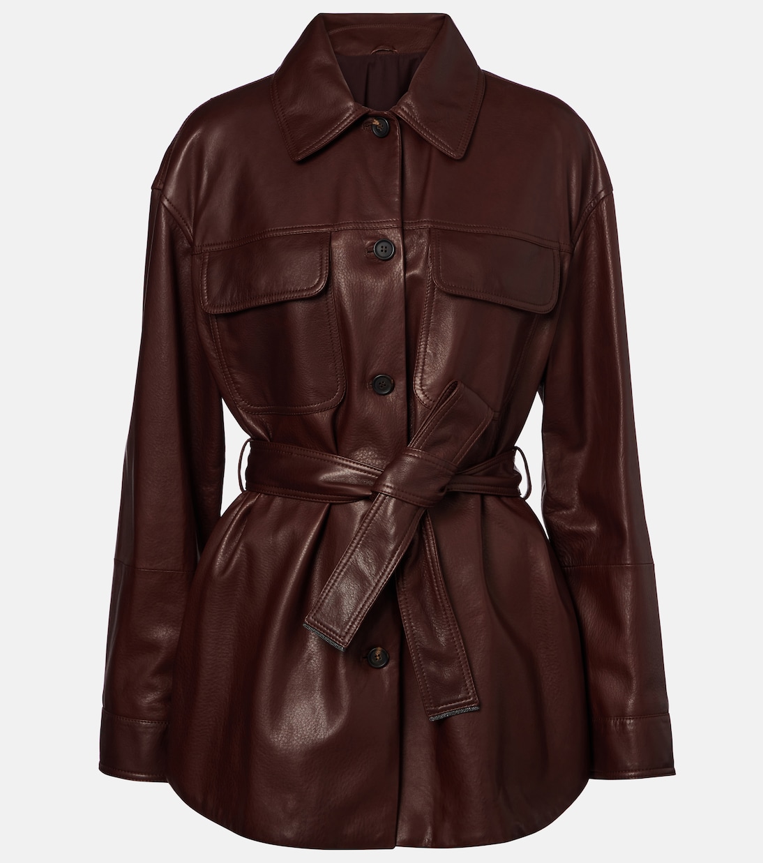 

Кожаная куртка с поясом Brunello Cucinelli, Bord