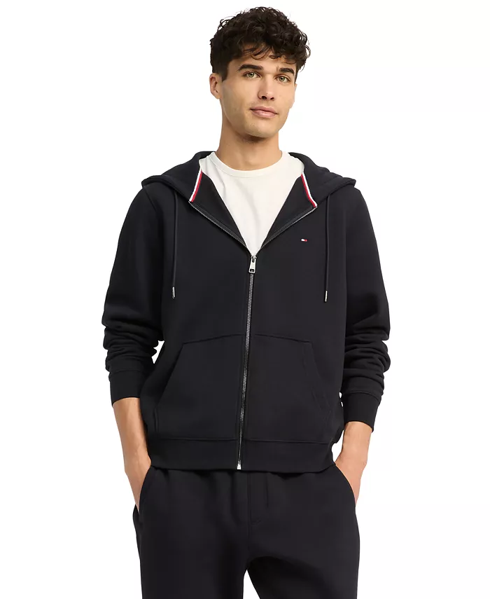 

Мужская худи с длинным рукавом на молнии и логотипом-флагом Tommy Hilfiger, синий