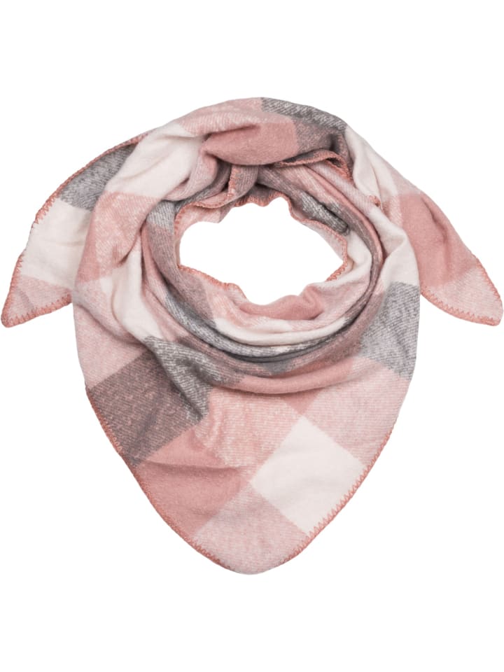 

Клетчатый треугольный шарф цвета античной розы, серого и белого. styleBREAKER
