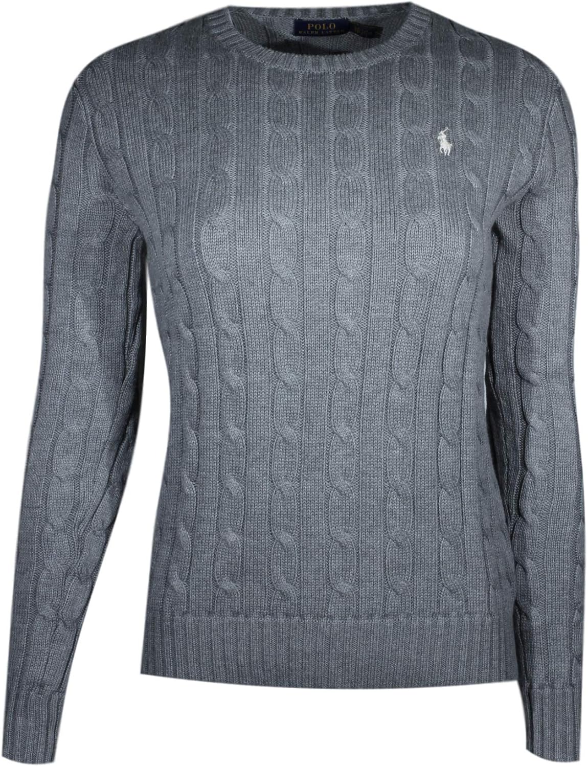 

RALPH LAUREN женский свитер с круглым вырезом, косой вязкой и логотипом пони POLO RALPH LAUREN, Fawn,White