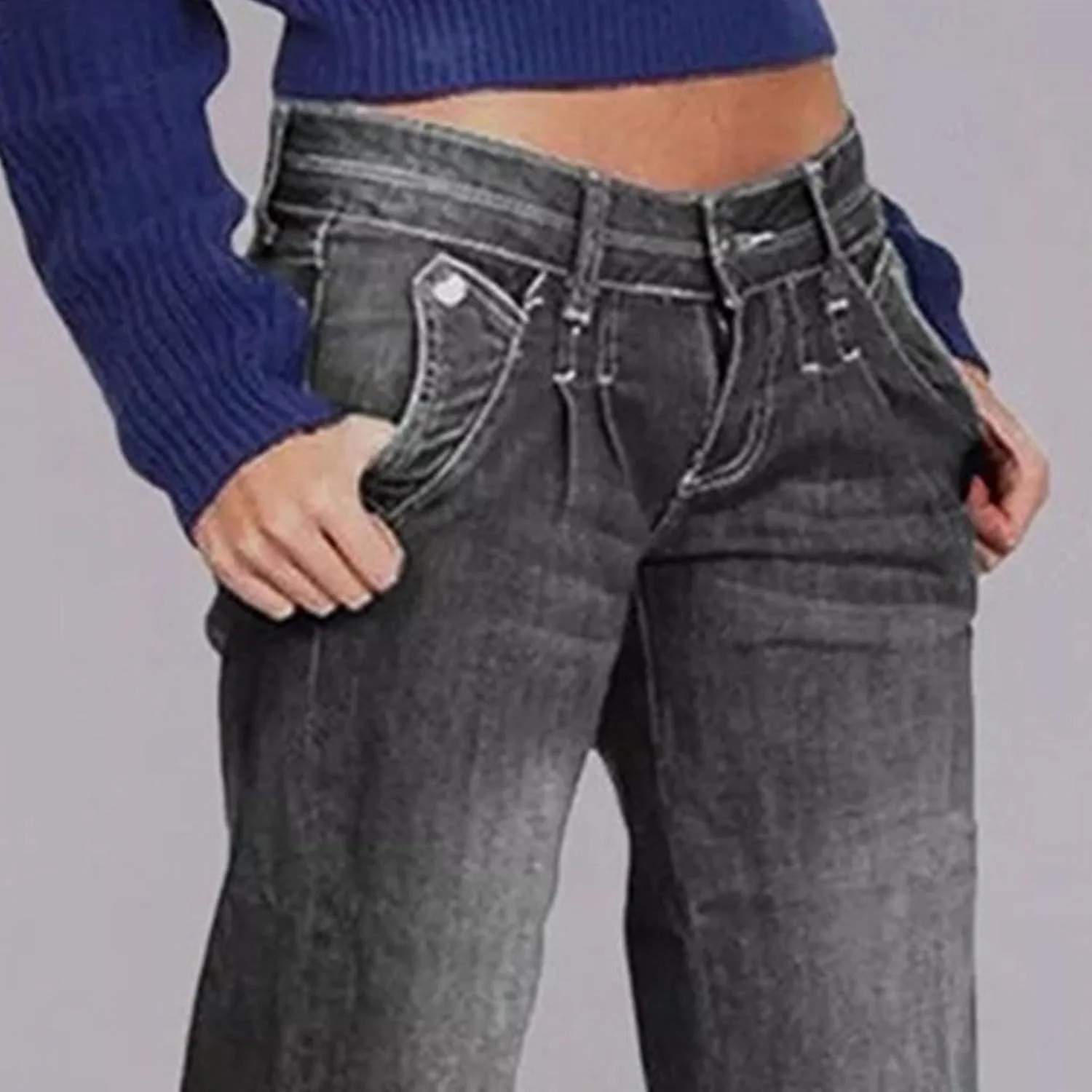 Женские джинсы low rise straight leg с эффектом stretch — фото 4