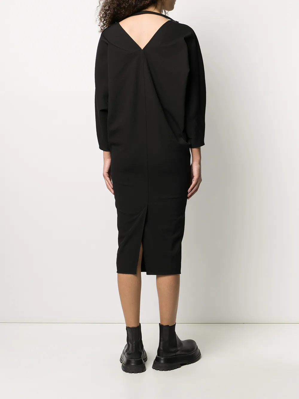 Платье миди с V-образным вырезом Rick Owens, черный — фото 4