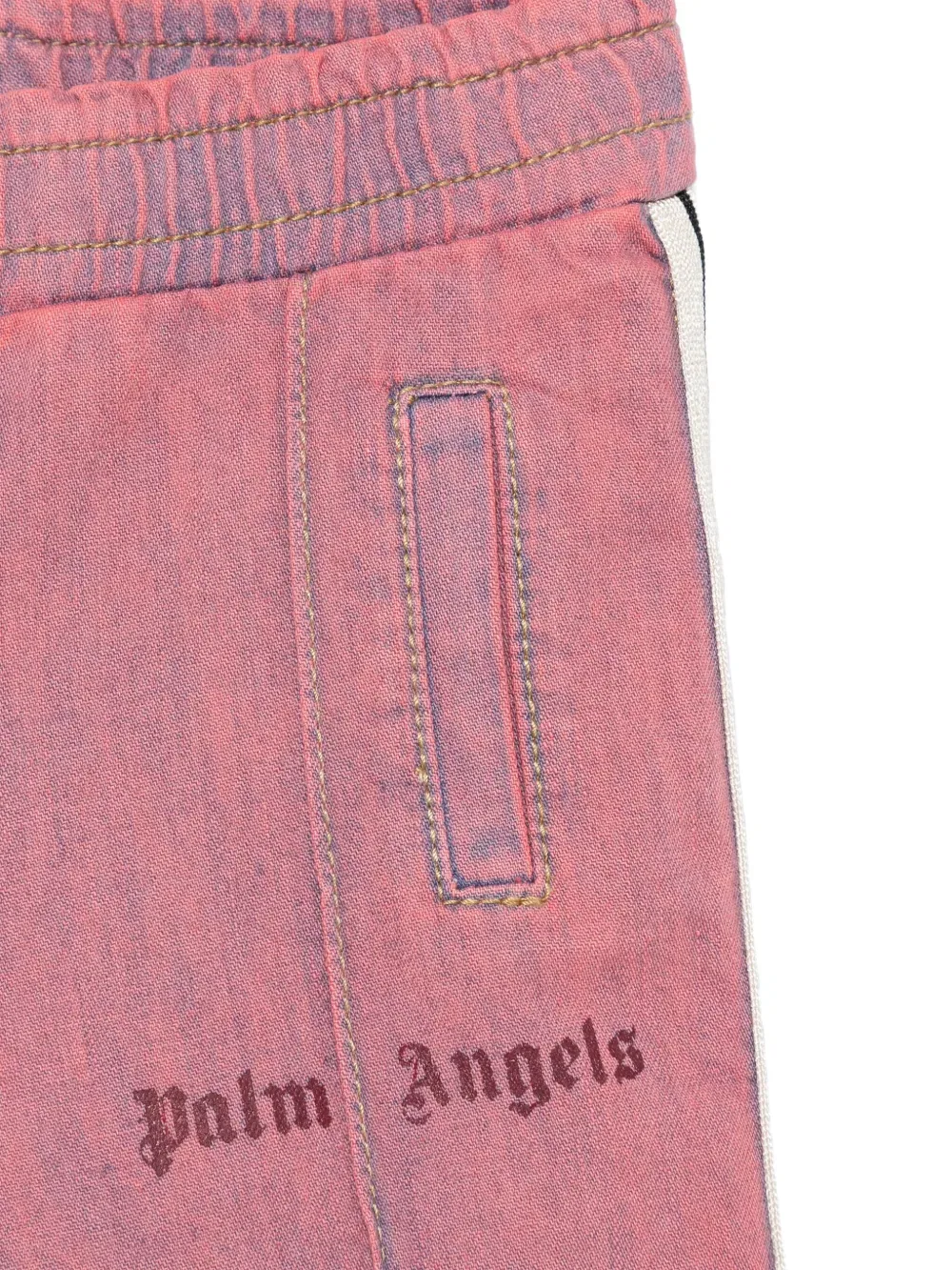 Спортивные брюки из шамбре Palm Angels Kids, розовый — фото 3