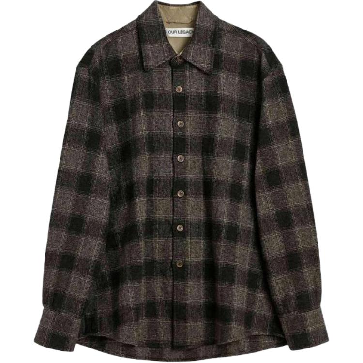 

Клетчатая хлопковая рубашка OUR LEGACY, коричневый